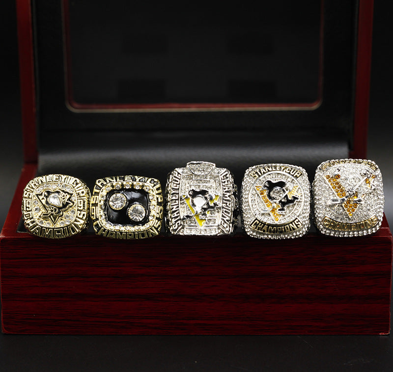 1991 1992 2009 2016 2017 Pittsburgh Penguins Rings With Box Set