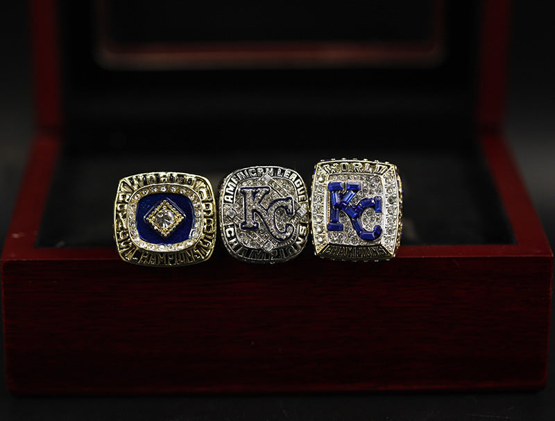 1985 2013 2015 KC Royals Baseball World Series Championship Rings With Box