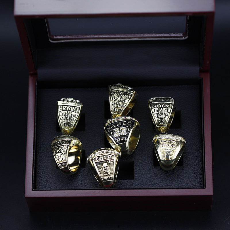 7pcs LA Lakers Kobe Bryant World Championship Rings With Box Set