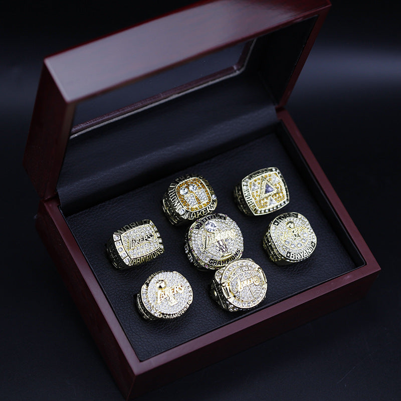 7pcs LA Lakers Kobe Bryant World Championship Rings With Box Set