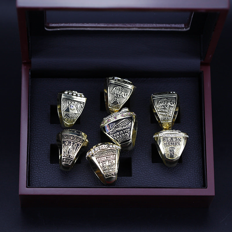 7pcs LA Lakers Kobe Bryant World Championship Rings With Box Set