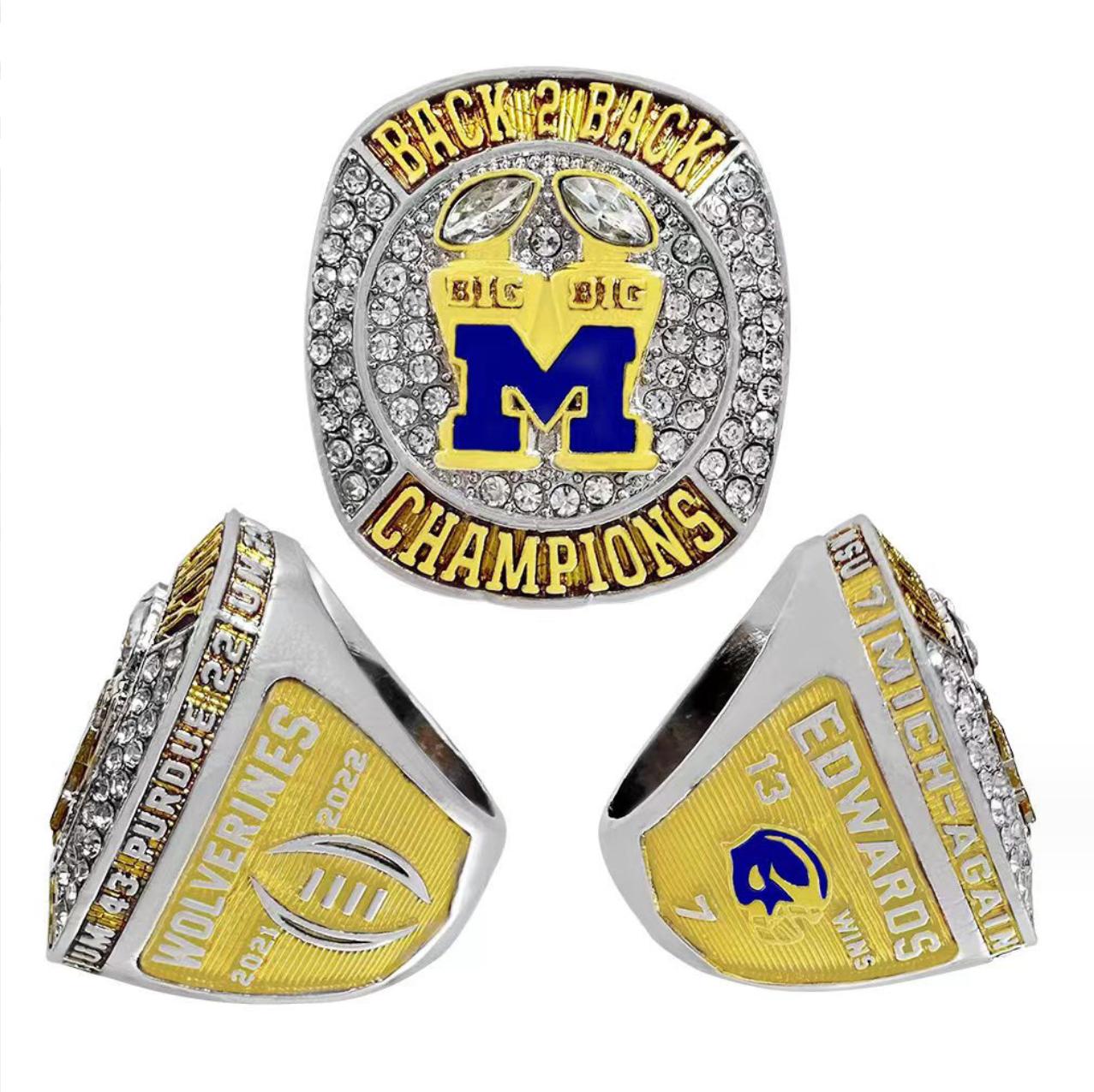 Michigan University Wolverines 2022 Back 2 Back National Championship Rings For Men