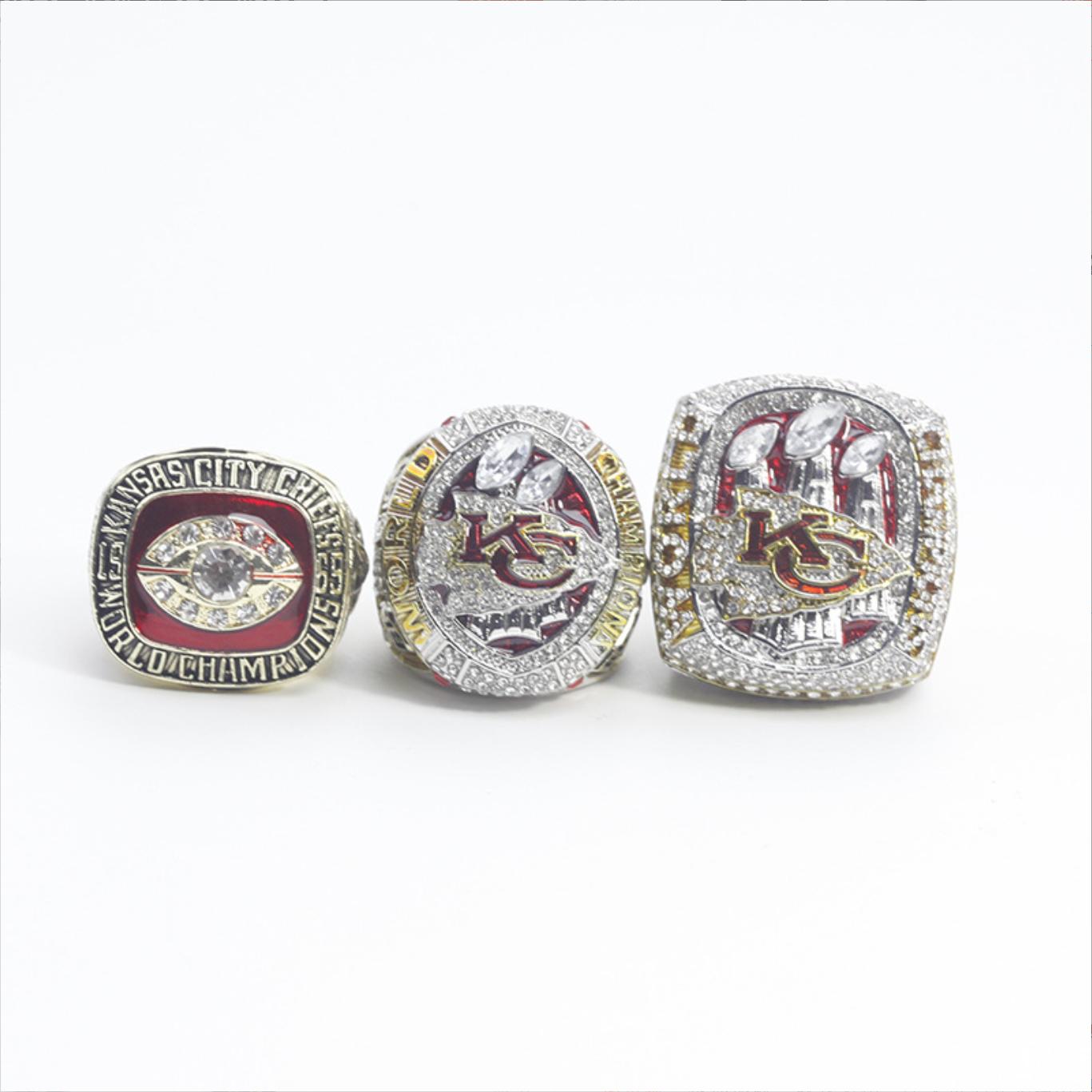 1969 2019 2023 KC Chiefs Super Bowl Championship Rings With Box Set