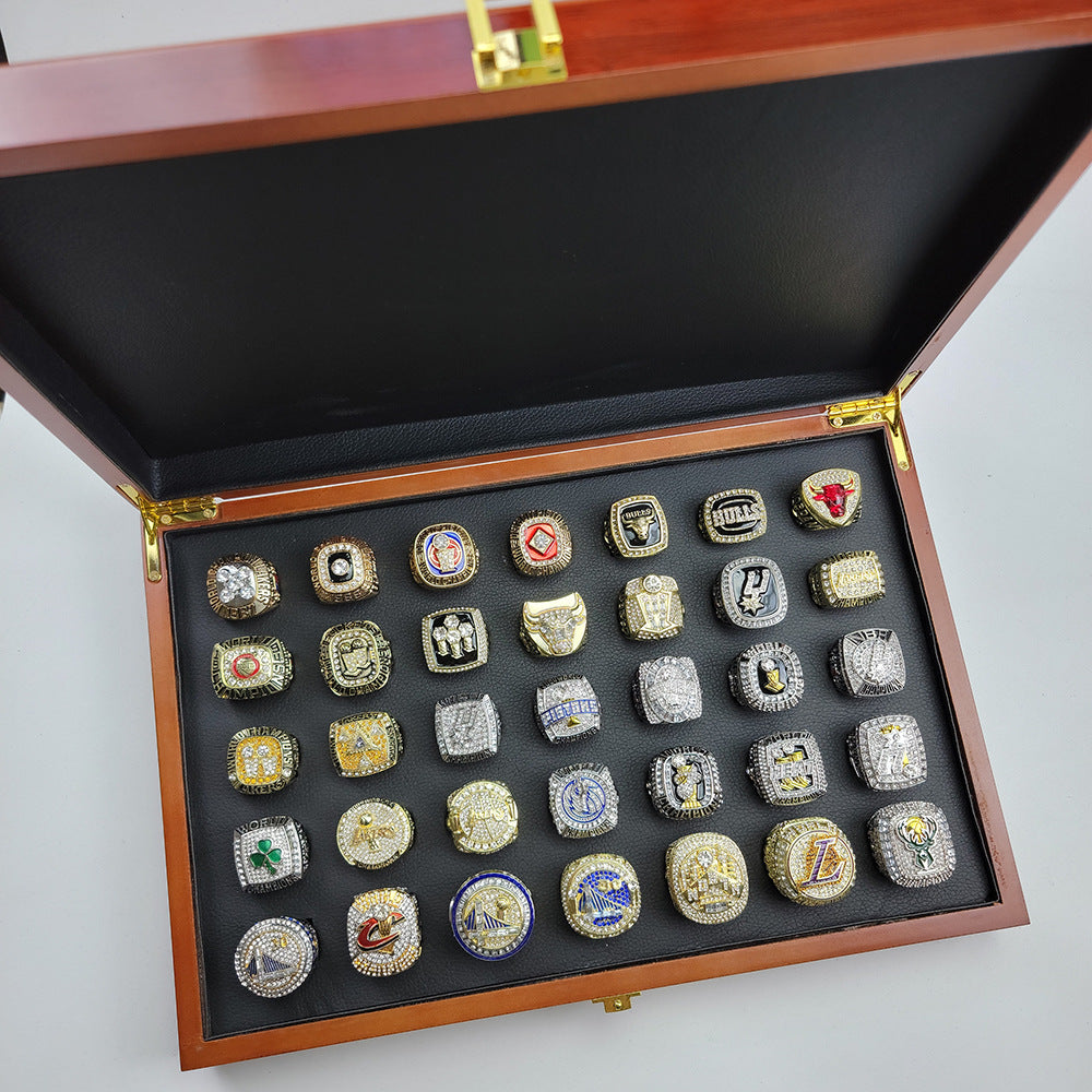 1987-2021 Basketball World Series Championship Rings With Box Set