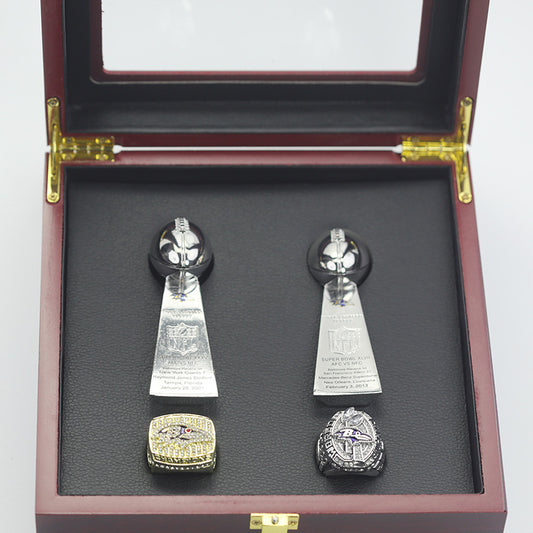 2000 2012 Baltimore Ravens Super Bowl Championship Rings With Trophies Set