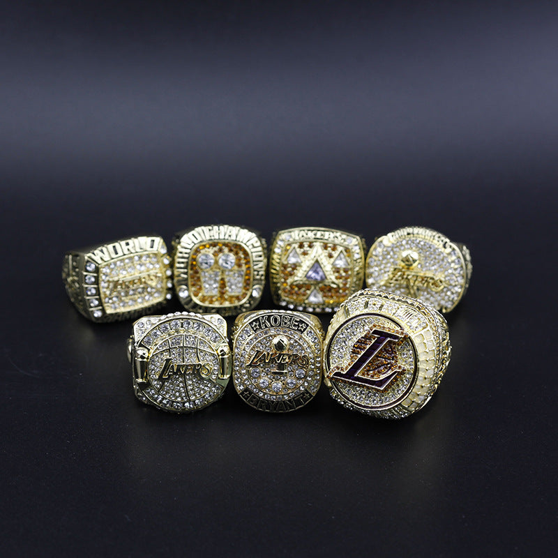 7pcs LA Lakers Kobe James World Championship Rings With Box Set