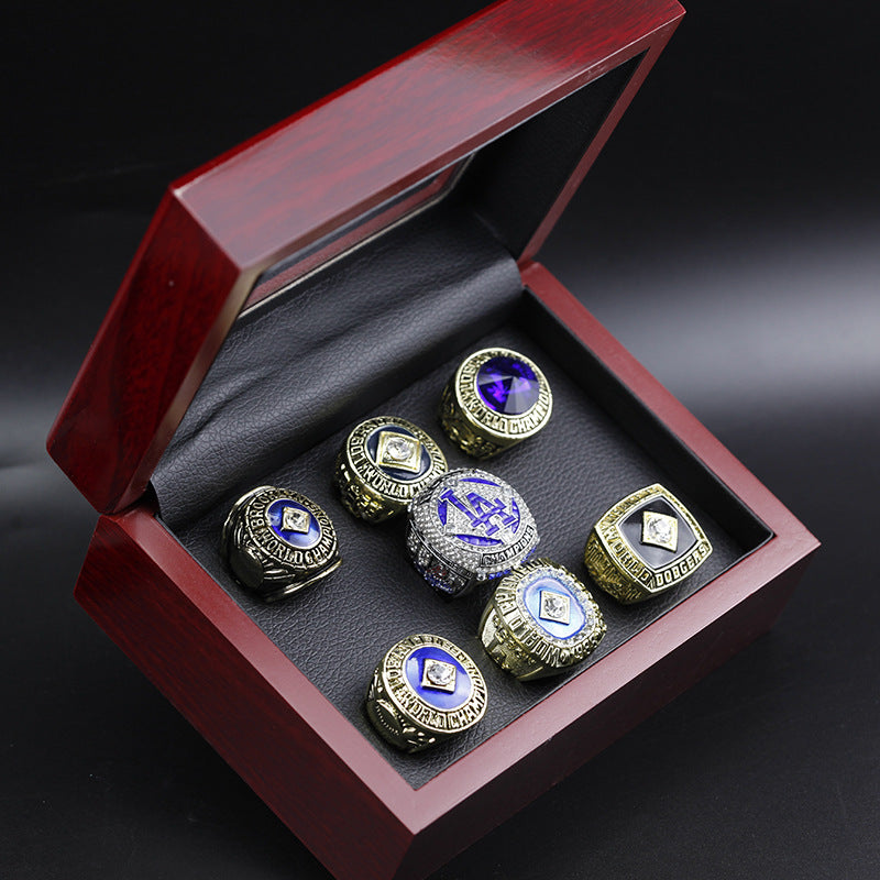 7pcs LA Dodgers Baseball World Series Championship Rings With Box Set