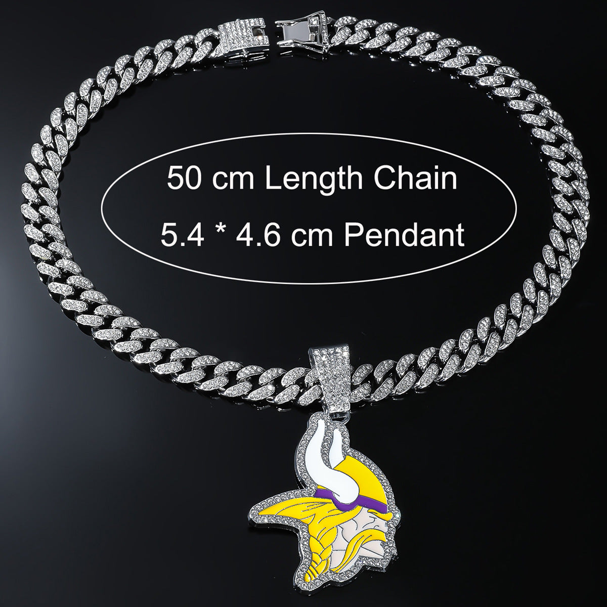 Minnesota Vikings Pendant Hiphop Punk CZ Pave Cuban Link Chain Necklace For Men