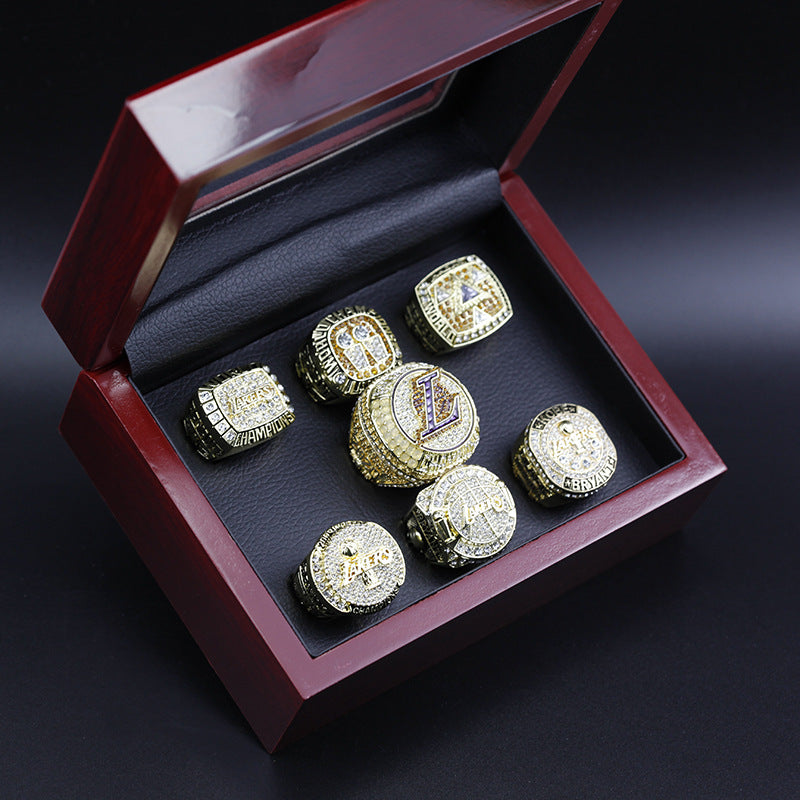 7pcs LA Lakers Kobe James World Championship Rings With Box Set