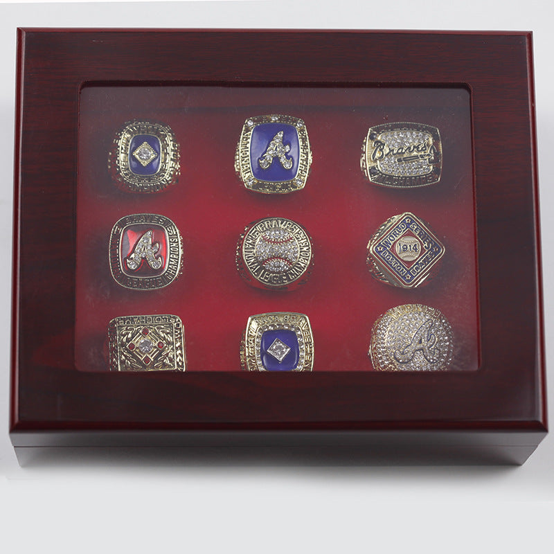 9 times Atlanta Braves world championship rings with box set