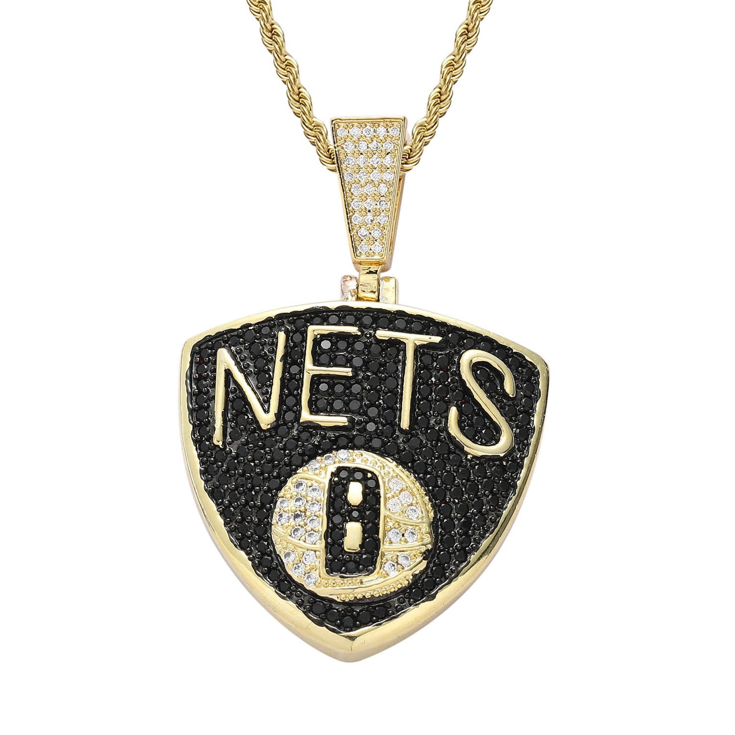 Basketball team NETS pendant necklace iced out cz hip hop jewelry for men