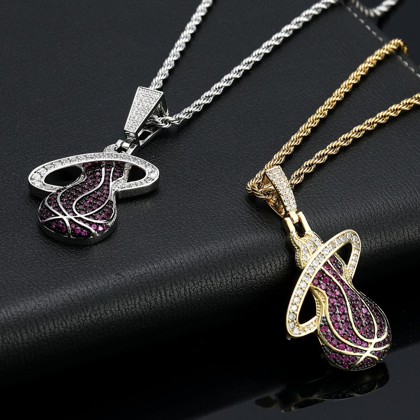 Iced out cz pave Miami Heats hip hop sports jewelry necklace for men