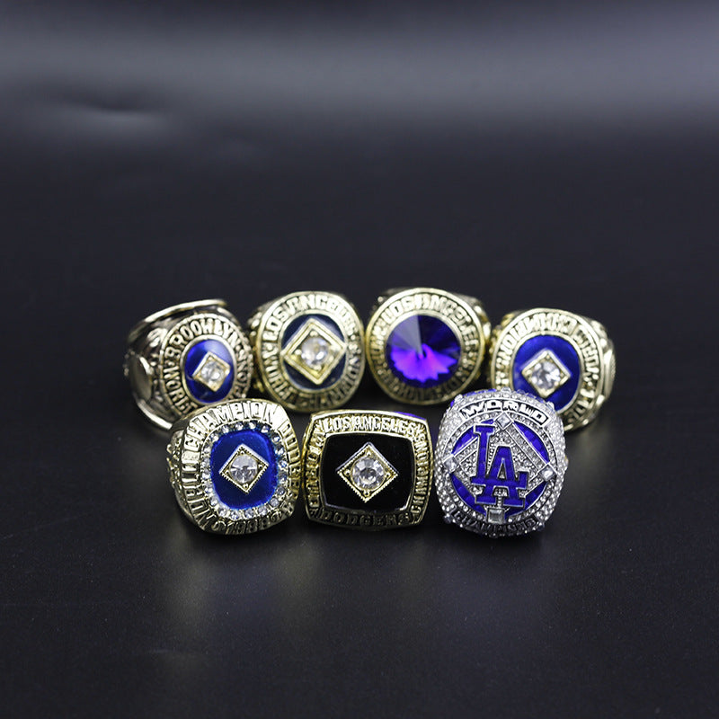 7pcs LA Dodgers Baseball World Series Championship Rings With Box Set