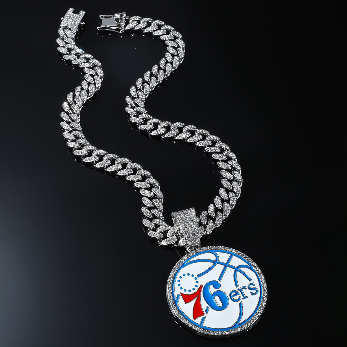 Philadelphia 76ers Pendant Iced Out CZ Cuban Chain Hiphop Necklace jewelry