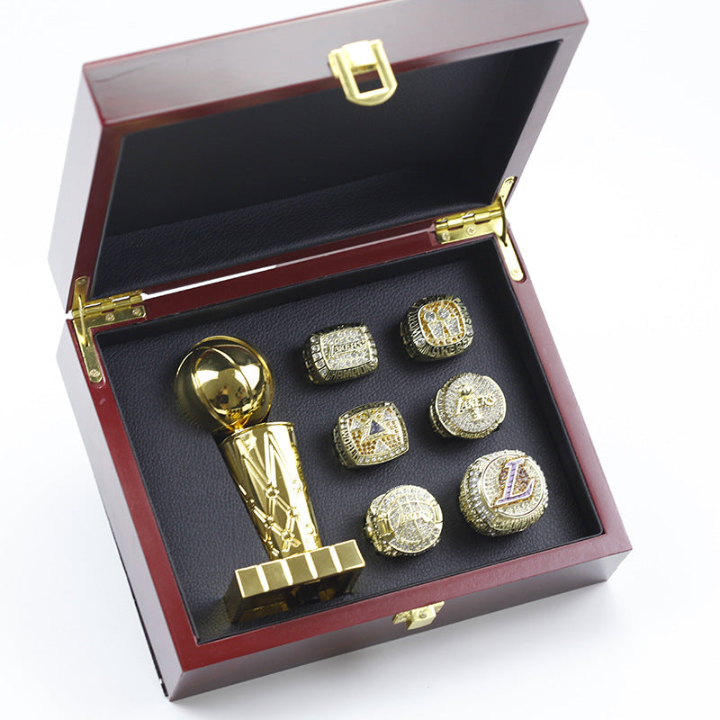 6pcs LA Lakers Championship Rings With Trophy Set