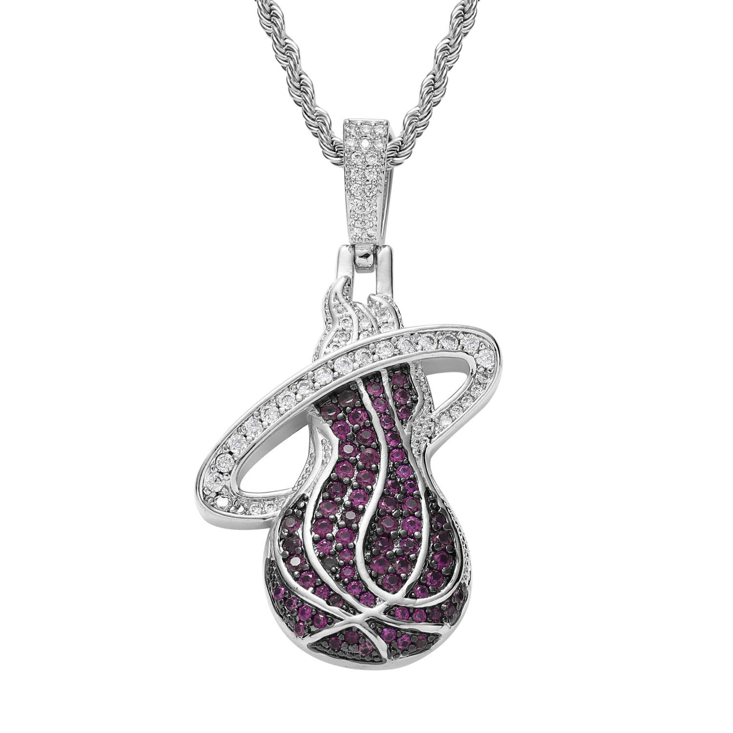 Iced out cz pave Miami Heats hip hop sports jewelry necklace for men