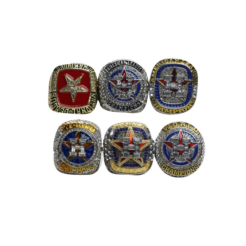 6pcs Houston Astros Baseball World Series Championship Rings With Box Set