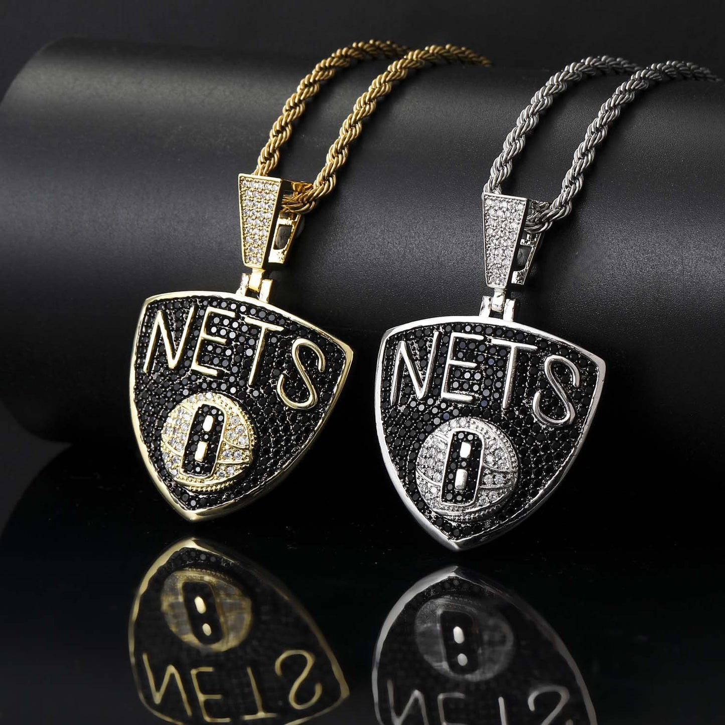 Basketball team NETS pendant necklace iced out cz hip hop jewelry for men