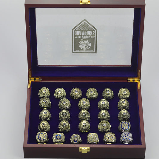 27 times NY Yankees World Championship Rings With Box Set For Fans Collection