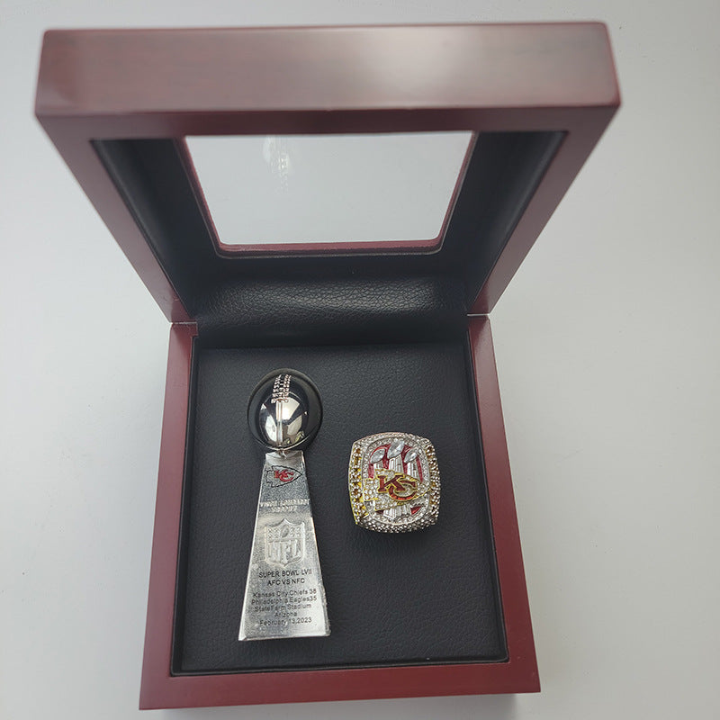 2023 KC Chiefs Super Bowl Ring With 10cm Trophy Set