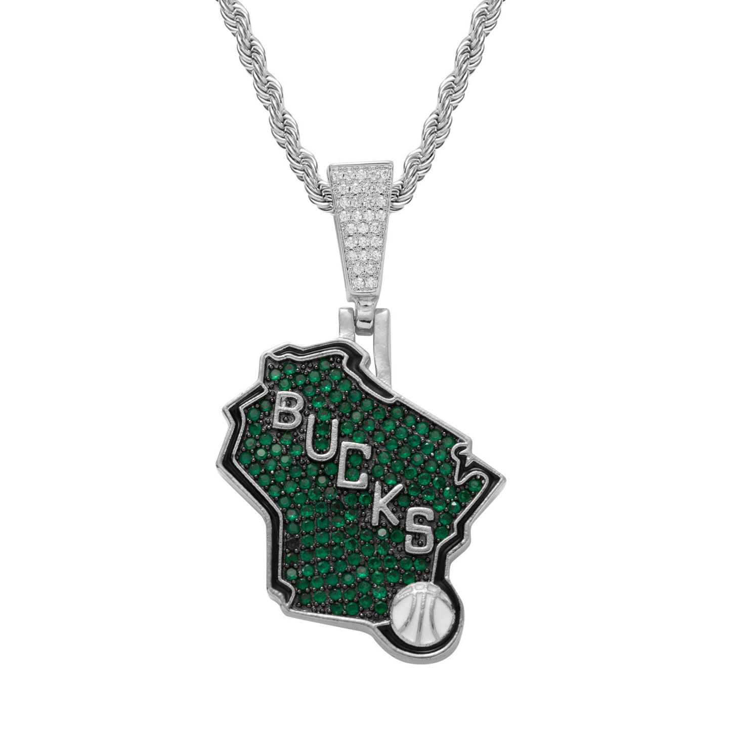 Hiphop Style Iced out cz pave Bucks pendant necklace for basketball fans