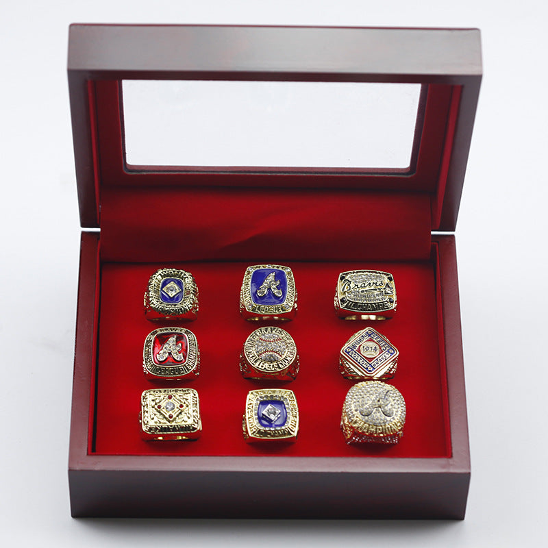 9 times Atlanta Braves world championship rings with box set