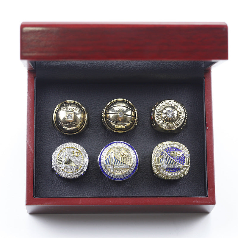 6pcs Golden State Warriors Basketball Championship Rings With Box Set