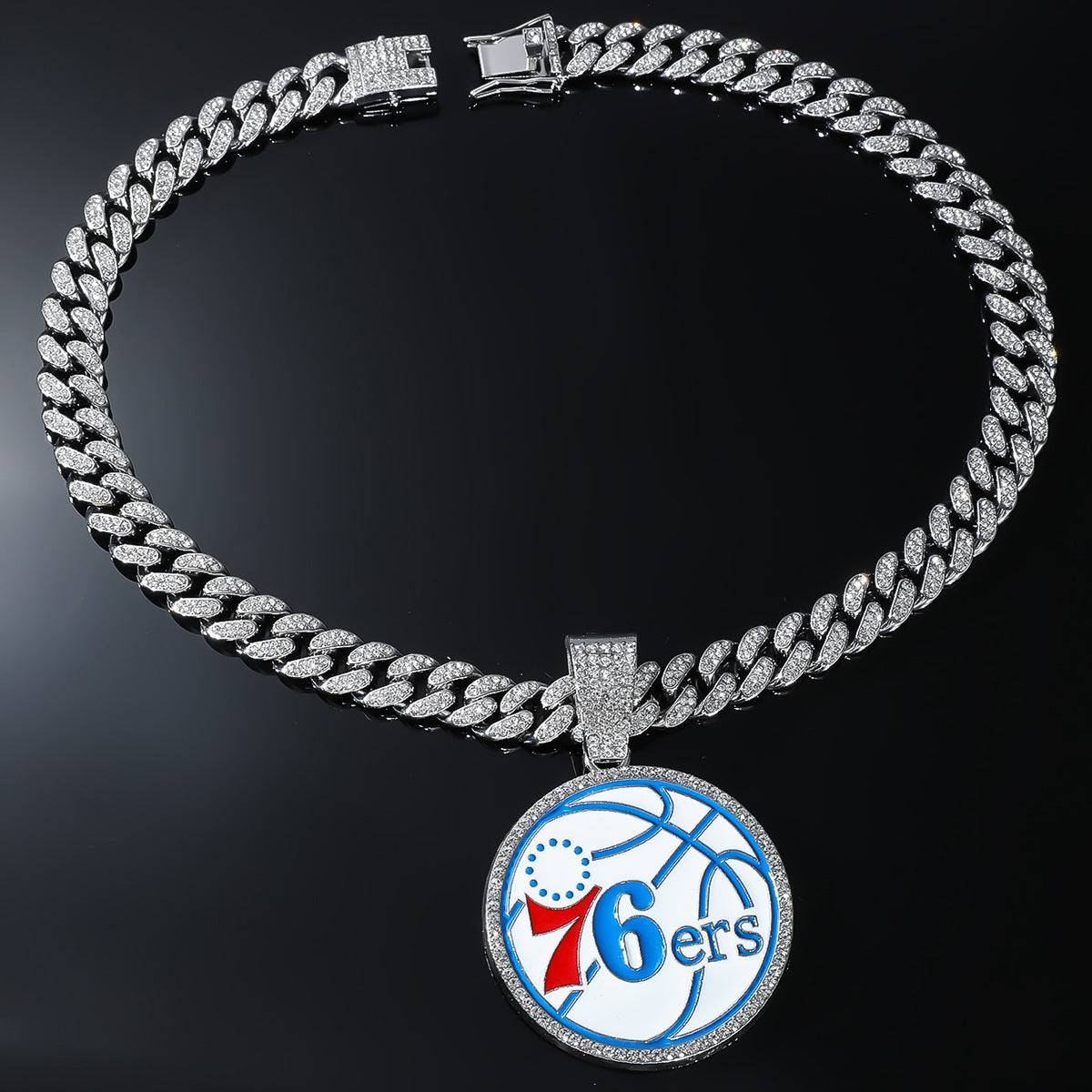 Philadelphia 76ers Pendant Iced Out CZ Cuban Chain Hiphop Necklace jewelry