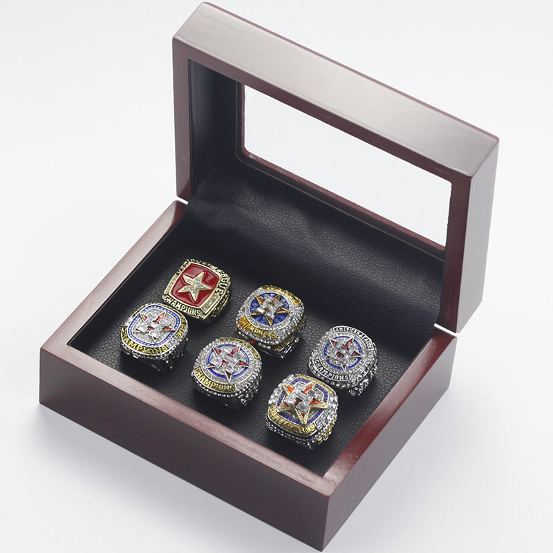 6pcs Houston Astros Baseball World Series Championship Rings With Box Set