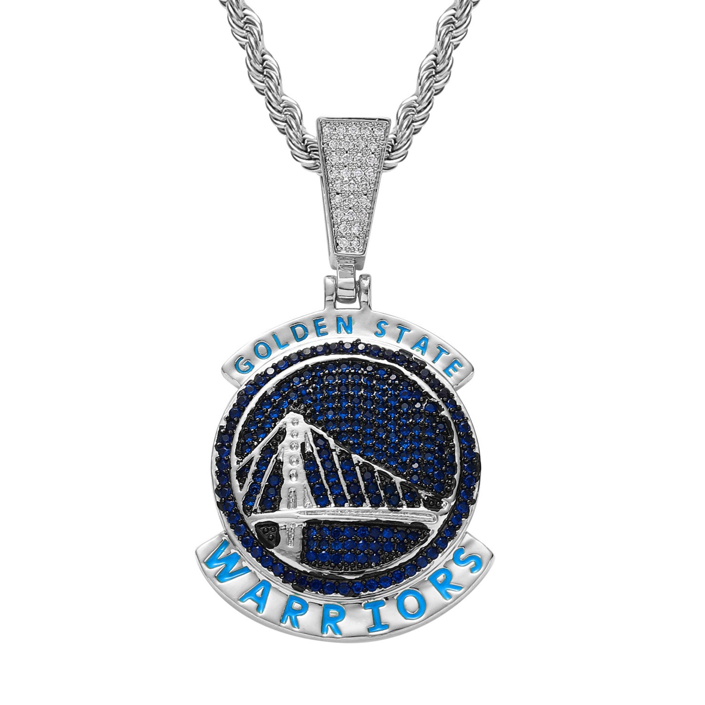 Hiphop Jewelry mens iced out cz micro pave Golden State Warrior Necklace