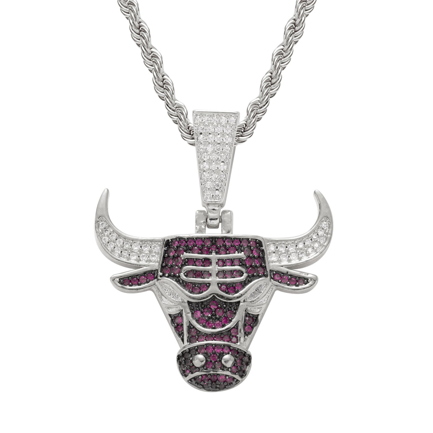 Chicago Bulls Pendant Iced Out CZ Micro Pave Hip hop necklace for fans