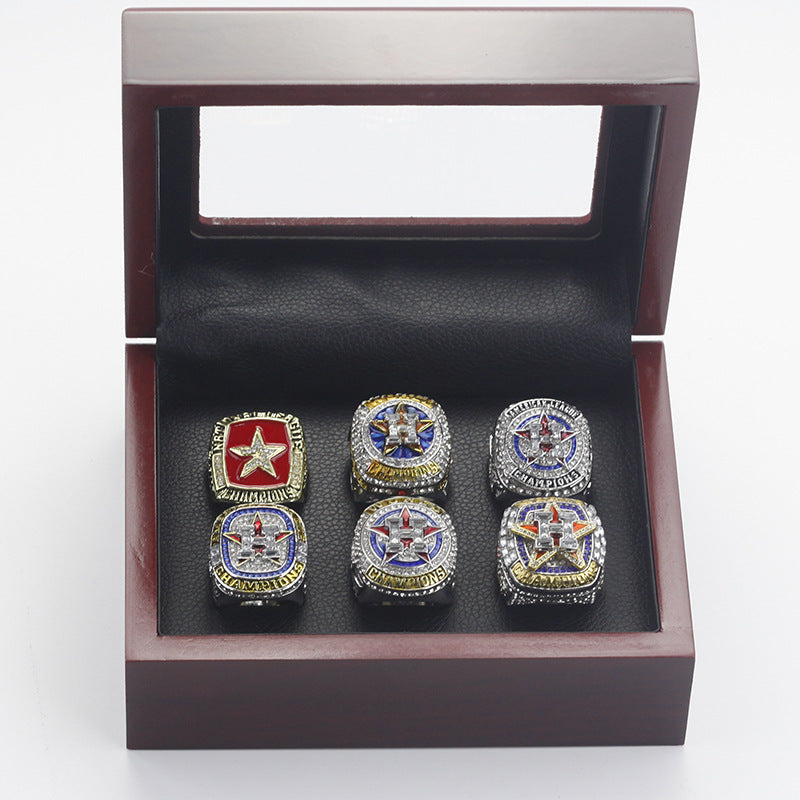 6pcs Houston Astros Baseball World Series Championship Rings With Box Set