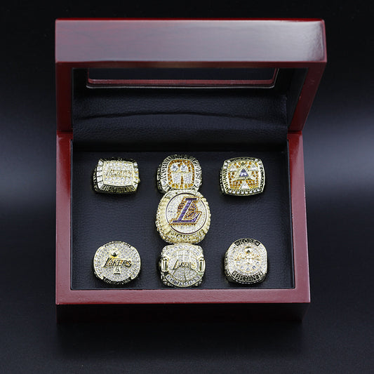 7pcs LA Lakers Kobe James World Championship Rings With Box Set