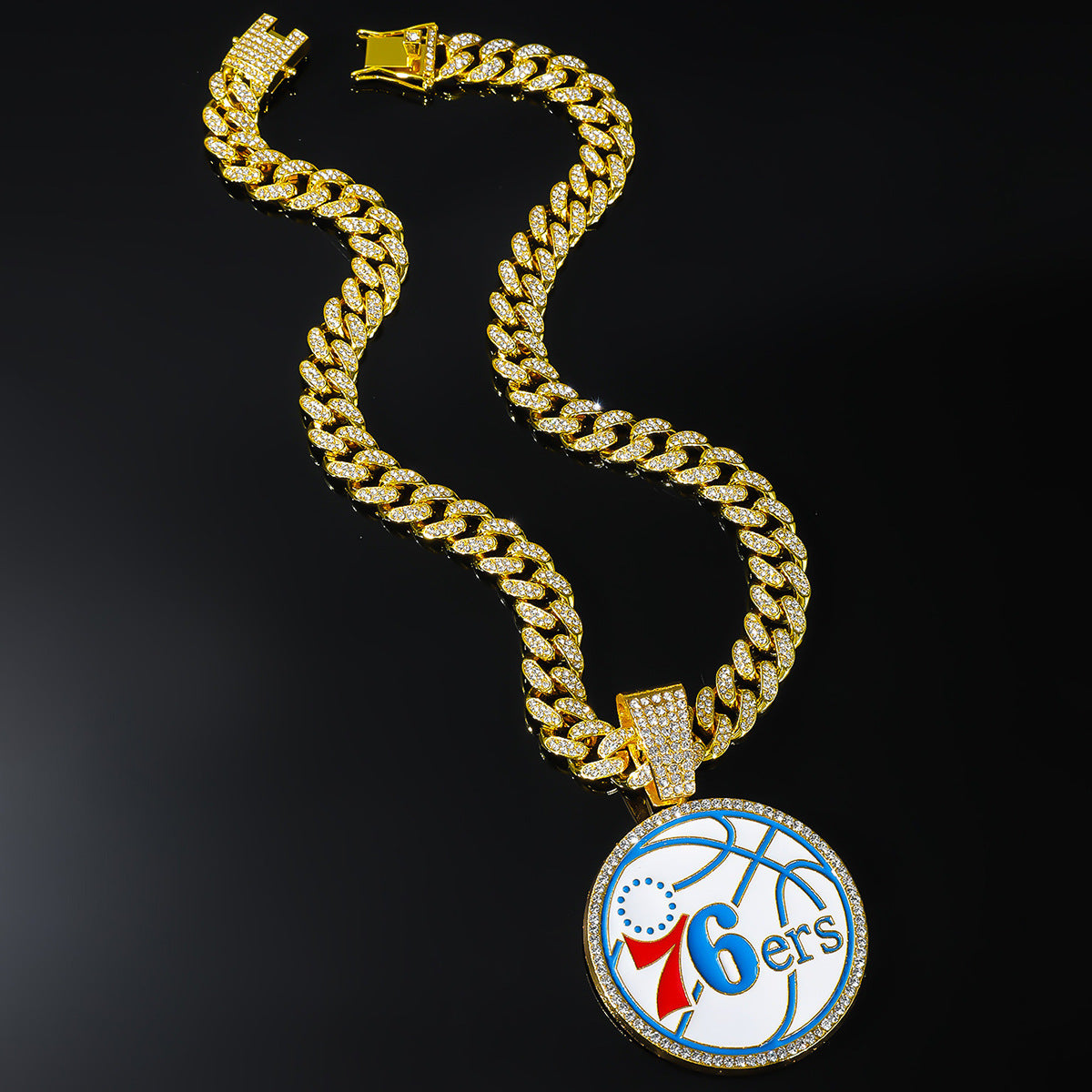 Philadelphia 76ers Pendant Iced Out CZ Cuban Chain Hiphop Necklace jewelry