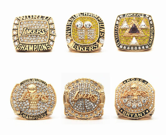 6 LA Lakers NBA Championship Rings With Box SET