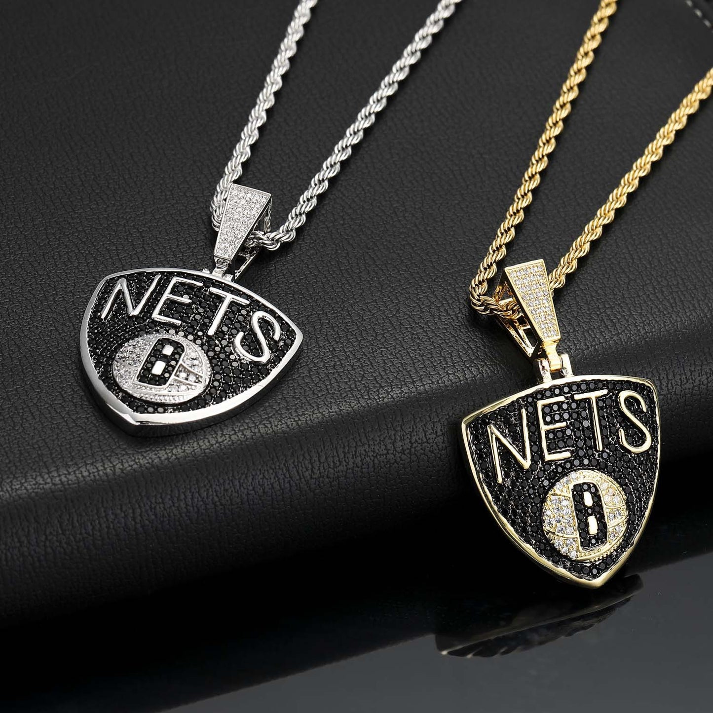 Basketball team NETS pendant necklace iced out cz hip hop jewelry for men