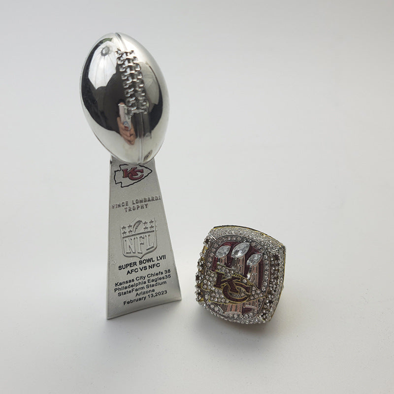 2023 KC Chiefs Super Bowl Ring With 10cm Trophy Set