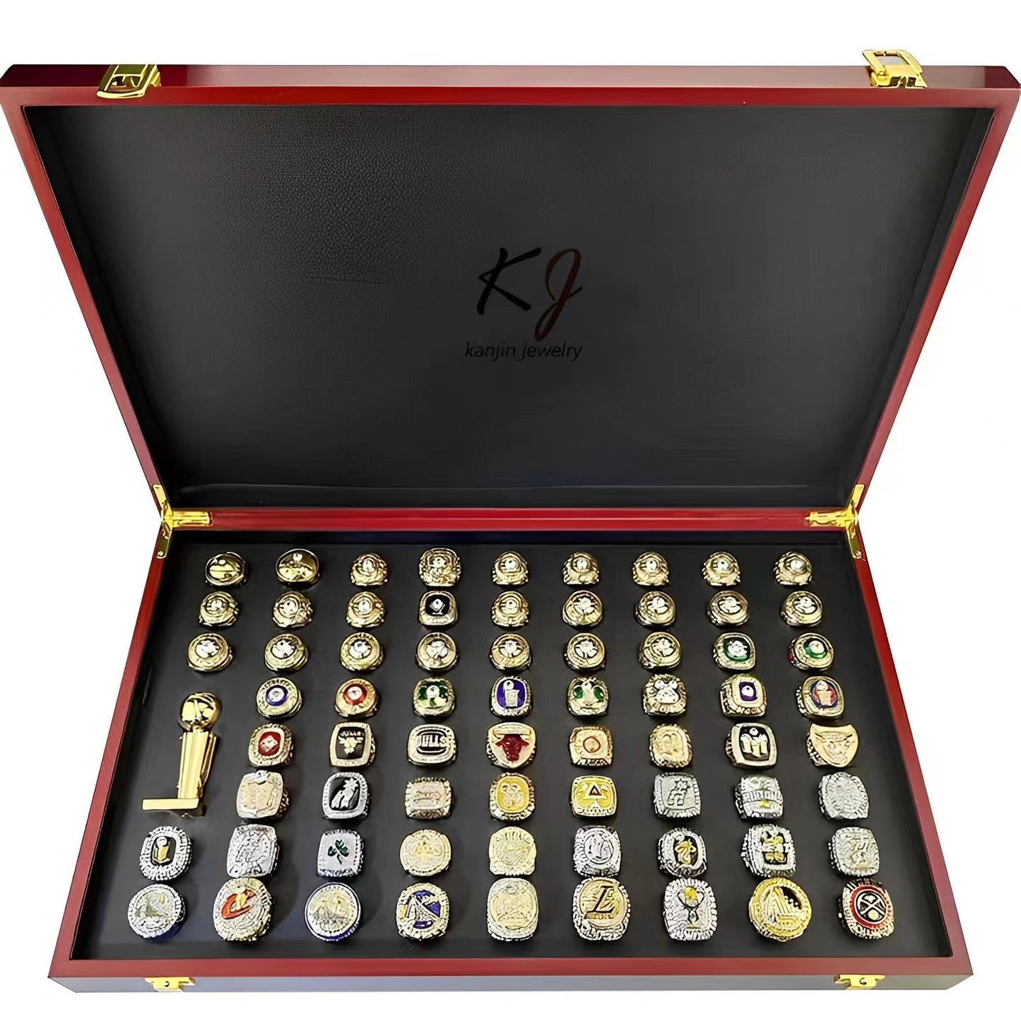 The whole big NBA all years 1947-2023 championship rings with trophy box set