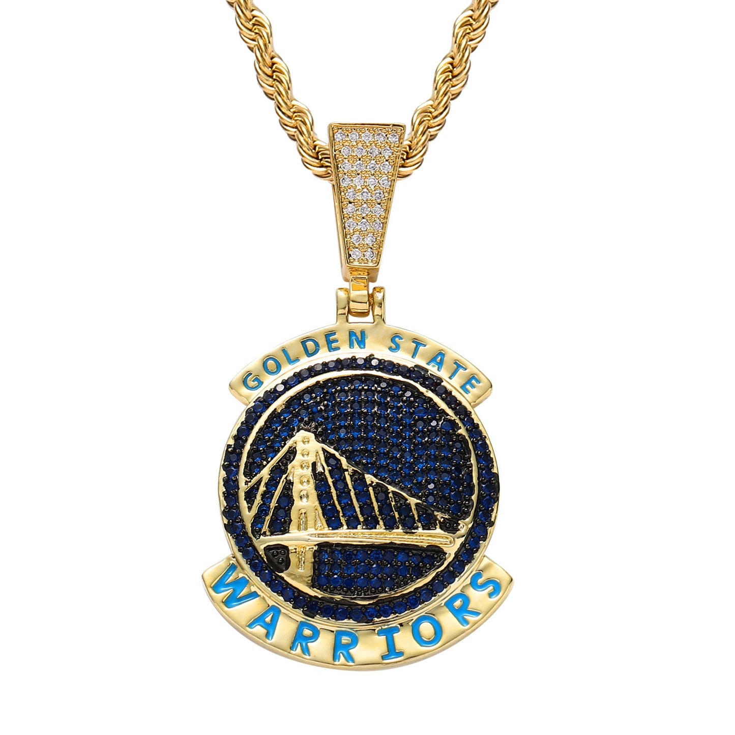 Hiphop Jewelry mens iced out cz micro pave Golden State Warrior Necklace