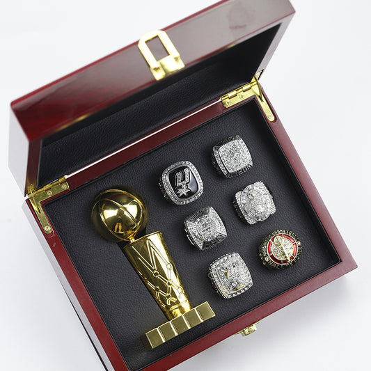 San Antonio Spurs Ducan MVP 6pcs Championship Rings With NBA Trophy Set