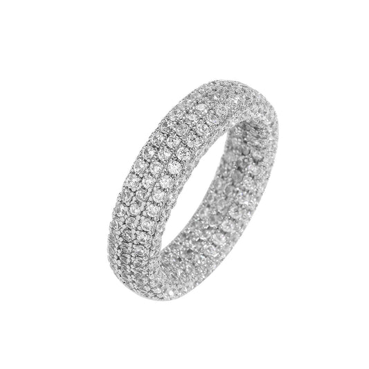 Hiphop jewelry luxury bling 3 rows full cubic zircon micro pave cz engagement rings for women men