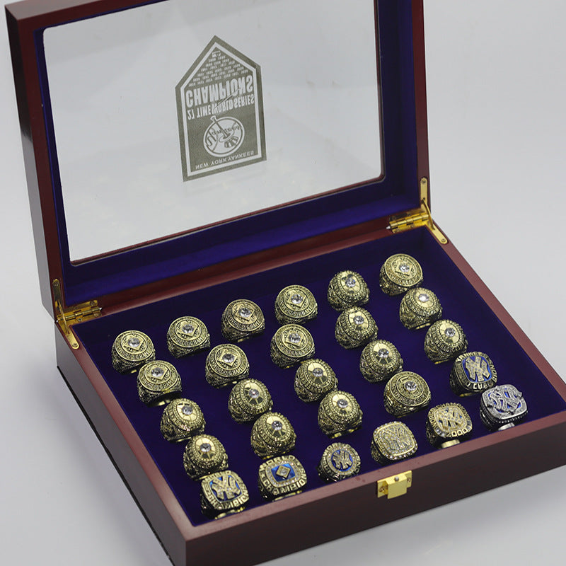 27 times NY Yankees World Championship Rings With Box Set For Fans Collection