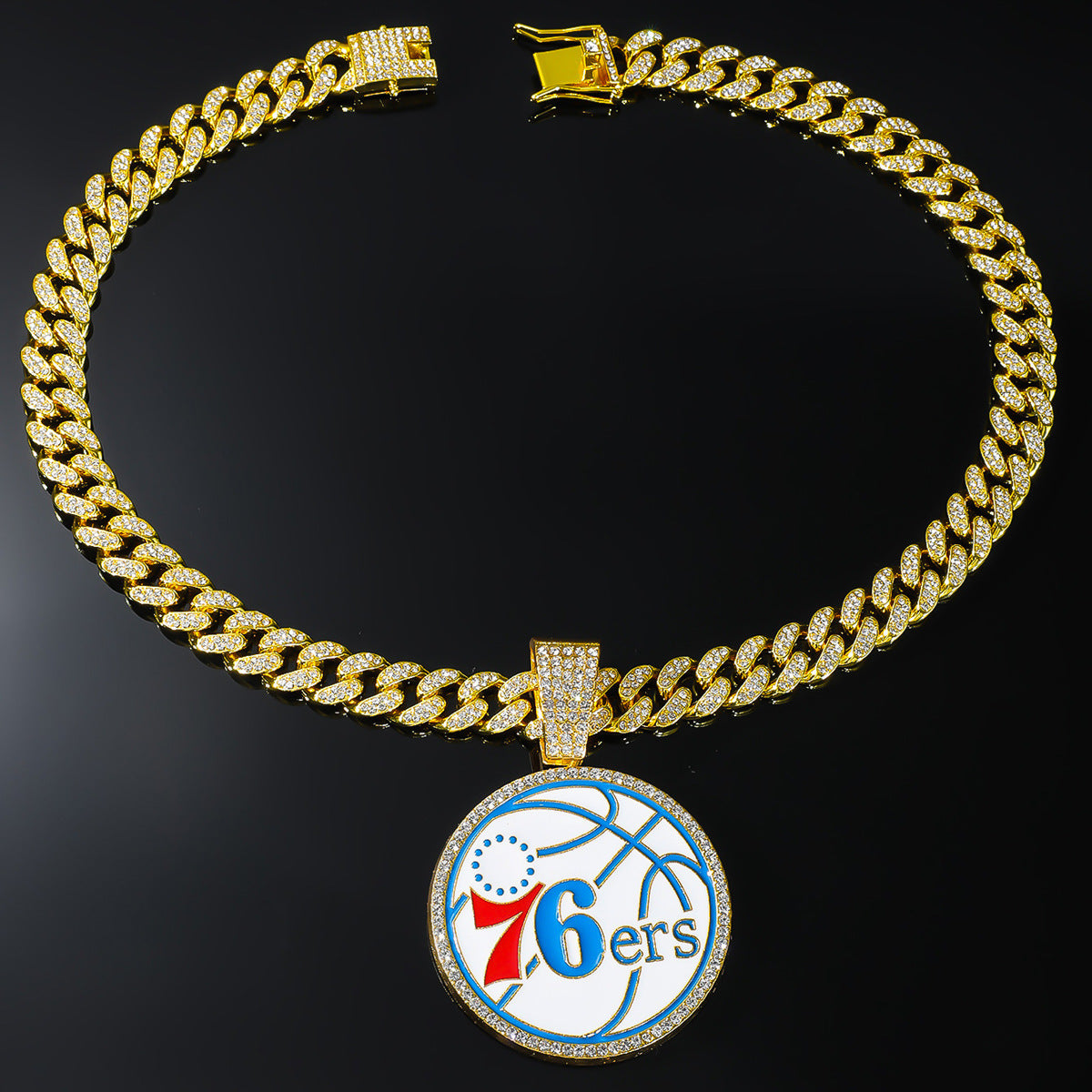 Philadelphia 76ers Pendant Iced Out CZ Cuban Chain Hiphop Necklace jewelry