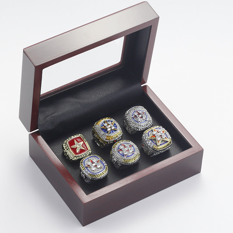 6pcs Houston Astros Baseball World Series Championship Rings With Box Set