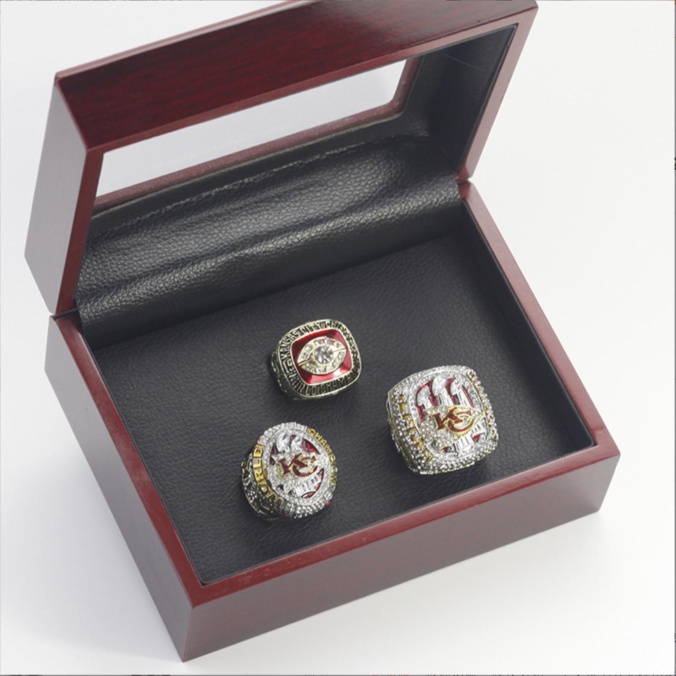 1969 2019 2023 KC Chiefs Super Bowl Championship Rings With Box Set