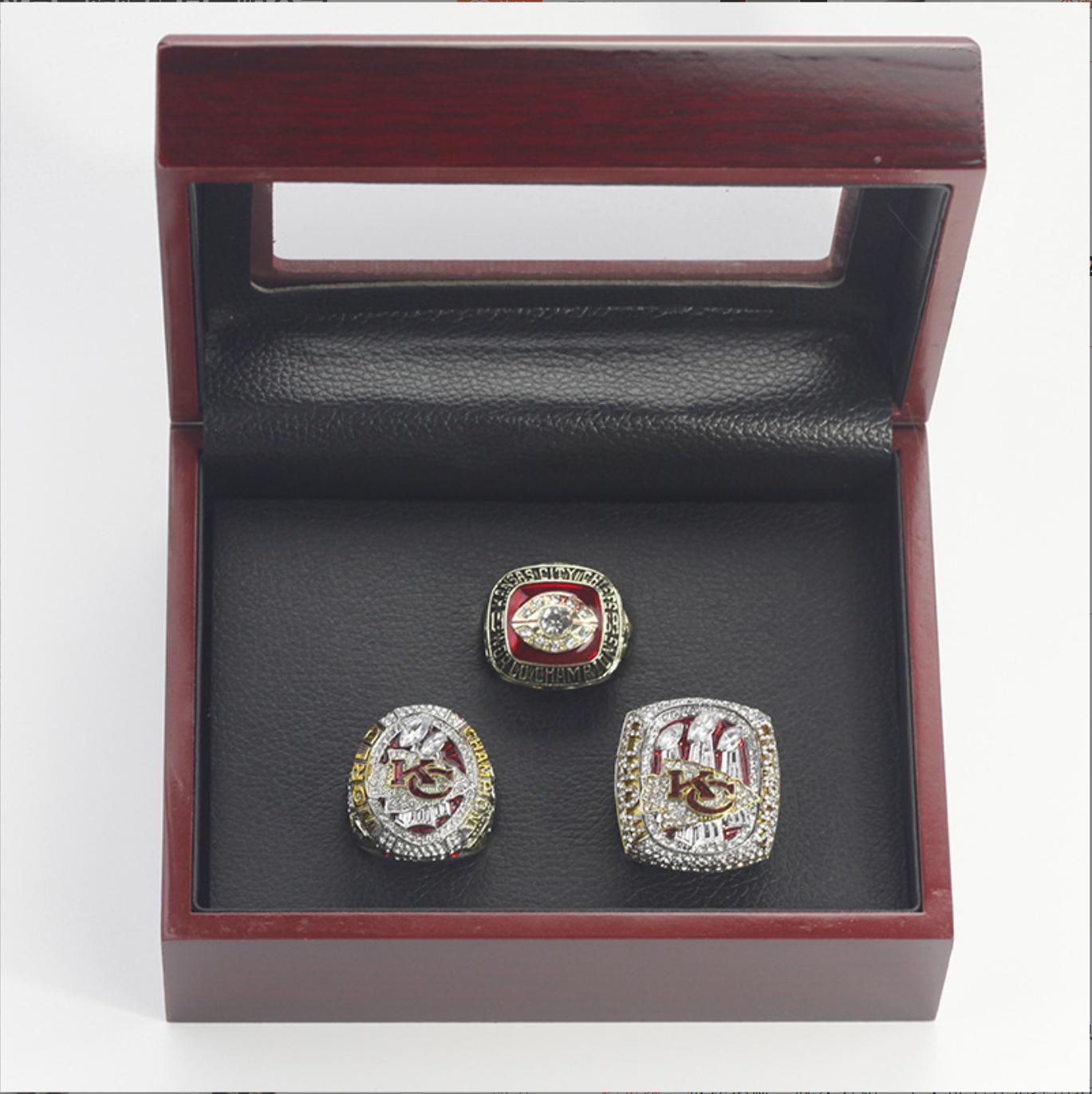 1969 2019 2023 KC Chiefs Super Bowl Championship Rings With Box Set