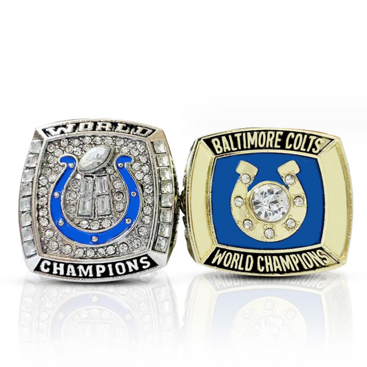 2pcs Baltimore Colts Super Bowl Championship Rings with Brown Wooden display box SET