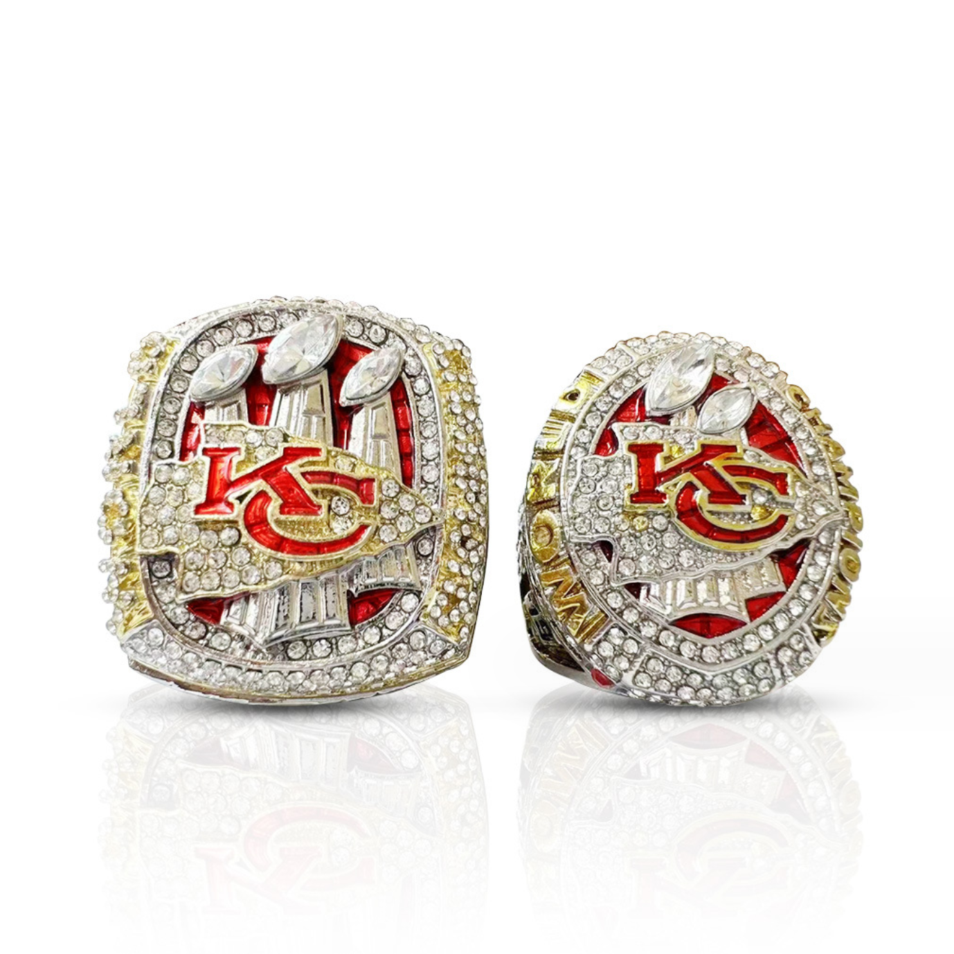 2019 2023 Kansas City KC Chiefs Super Bowl Championship Rings With Brown Wooden Display Box SET