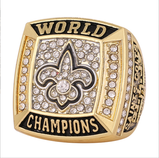 2009 New Orleans Saints Super Bowl Championship Rings With Brown Wooden Display Box