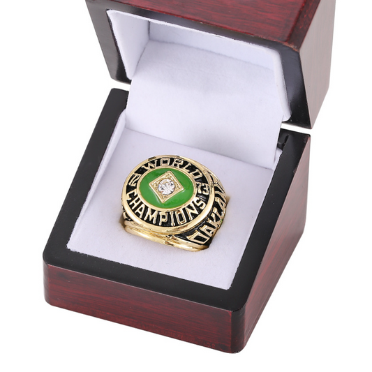 1973 Oakland A's Baseball Championship Ring With Brown Wooden Display Box